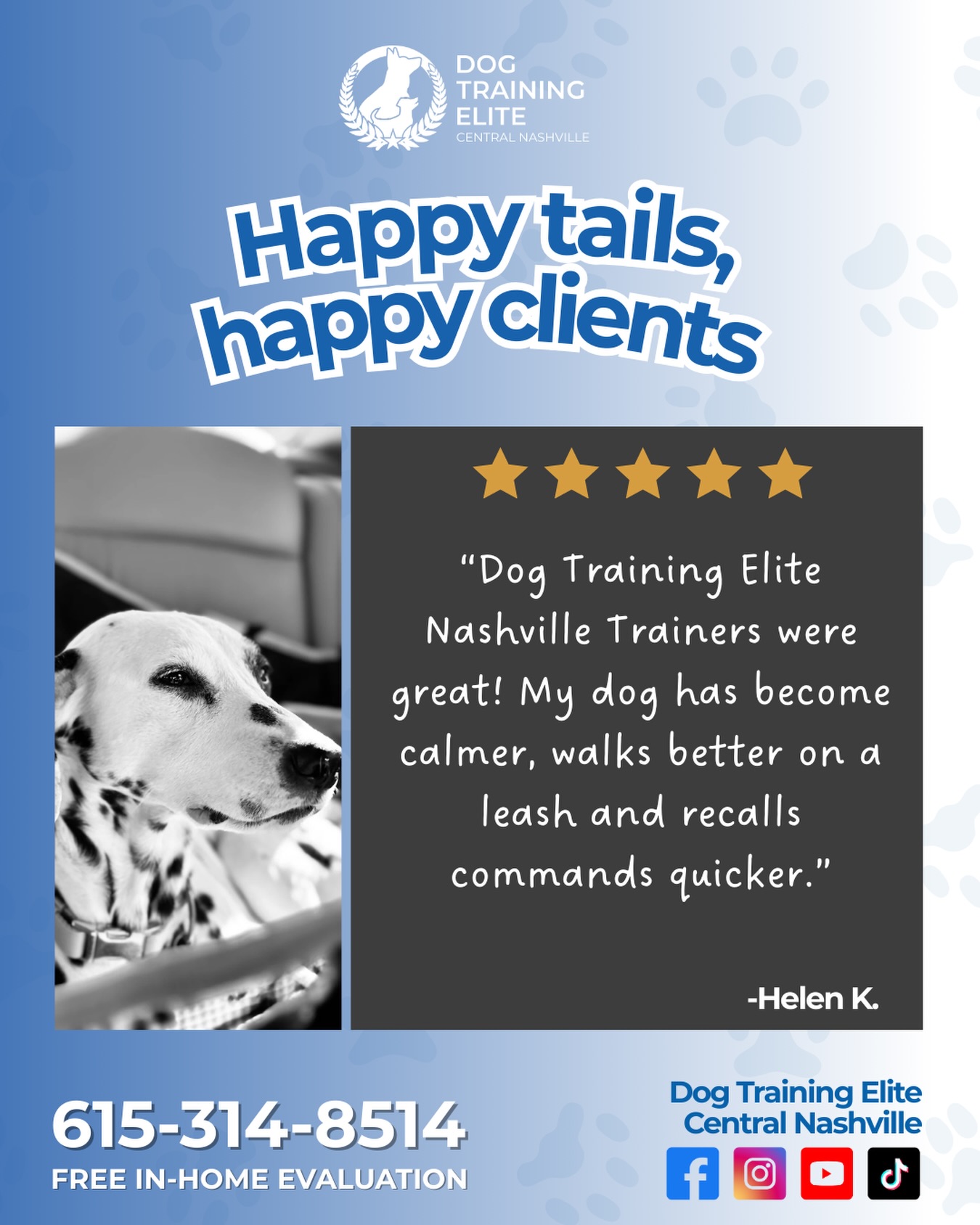 We’re so grateful you trusted us with your pup’s training journey. Calmer walks and faster recalls are exactly what we love to see! 🐶✨

Ready for your dog to listen the first time, every time?
📲 Call us at 615-314-8514
💬 Send us a DM to schedule your FREE EVALUATION!
👉 Start your dog’s transformation today!

