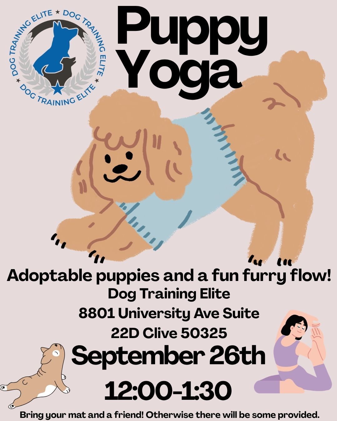 Happy to announce we are partnering with Furry Friends Refuge for this event for them to bring adoptable dogs and puppies! Furry Friends is a no-kill shelter so we are so glad to be supporting their mission. You can register for our Puppy Yoga Class by going to the link tree link in our bio and selecting the Puppy Yoga Registration tab. See you there!