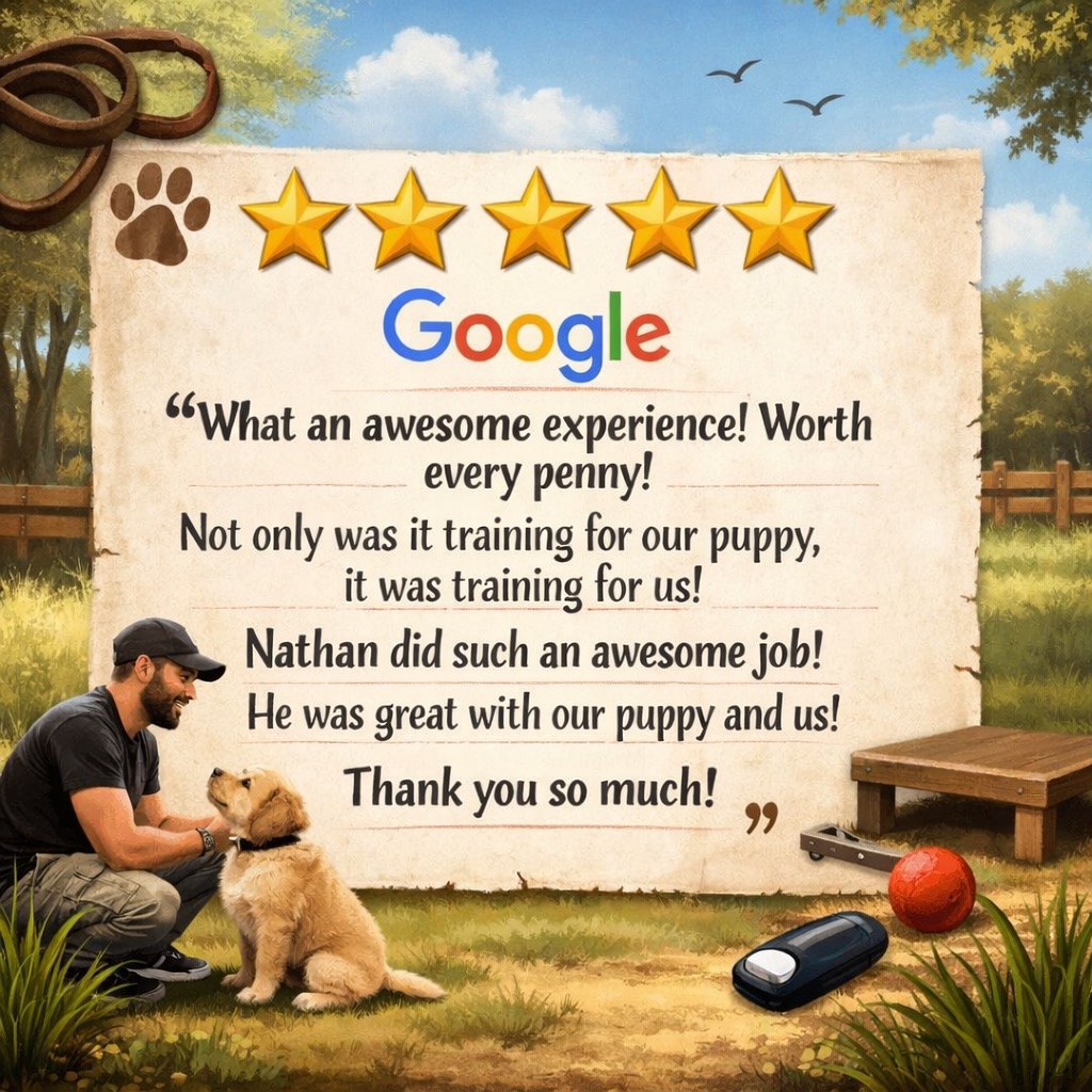 ⭐️⭐️⭐️⭐️⭐️

This right here is why we do what we do.

Dog training isn&rsquo;t just about teaching a puppy to sit, stay, or heel&hellip;it&rsquo;s about coaching owners so they feel confident, in control, and set up for success for the life of their dog.

Nathan does an incredible job not only connecting with the dogs, but empowering families with the tools they need long-term.

We are so thankful for amazing clients like this who put in the work and trust the process. 💪🐾

If you&rsquo;re ready for real results&hellip;.for your dog AND for you &mdash; we&rsquo;re here to help.
 
☎️ 260-544-6888

FiveStarService