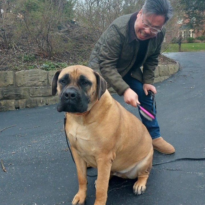 Michael and Uni looking good! That's a lot of dog!