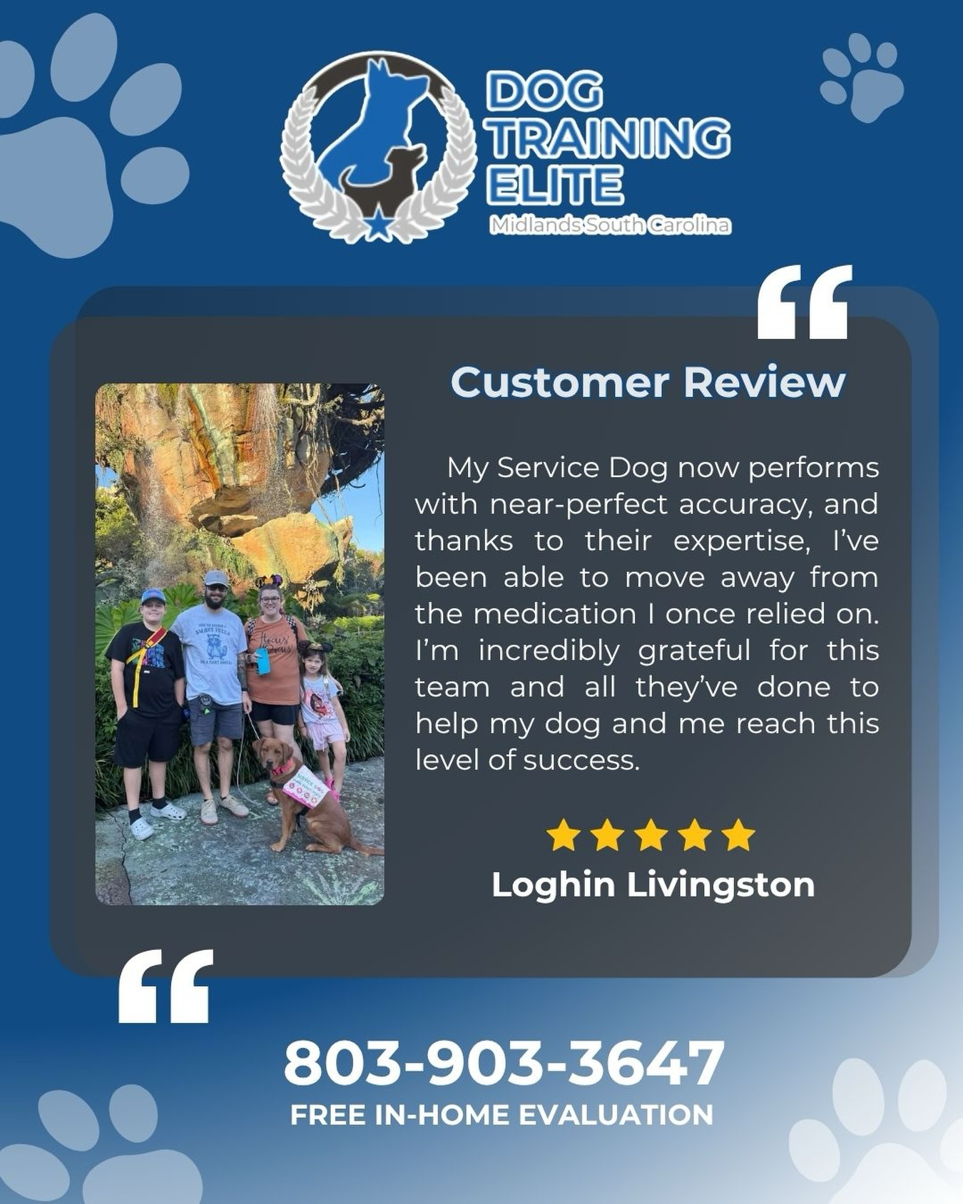 This is more than just training, it&rsquo;s life-changing.

From relying on medication to gaining confidence and independence. This the power of proper training done right. 🐶💙

We&rsquo;re proud to help dogs and their owners reach this level of success every day.

Start your journey today. Call 803-903-3647 to book your FREE ASSESSMENT.

