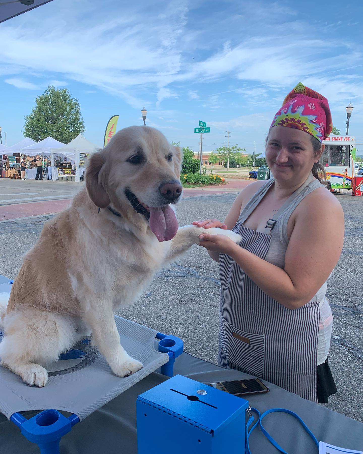 Dog Training Elite of West Michigan&rsquo;s one and only Sturgill showing love to Rachel from MELT Gourmet Sandwich&rsquo;s! 