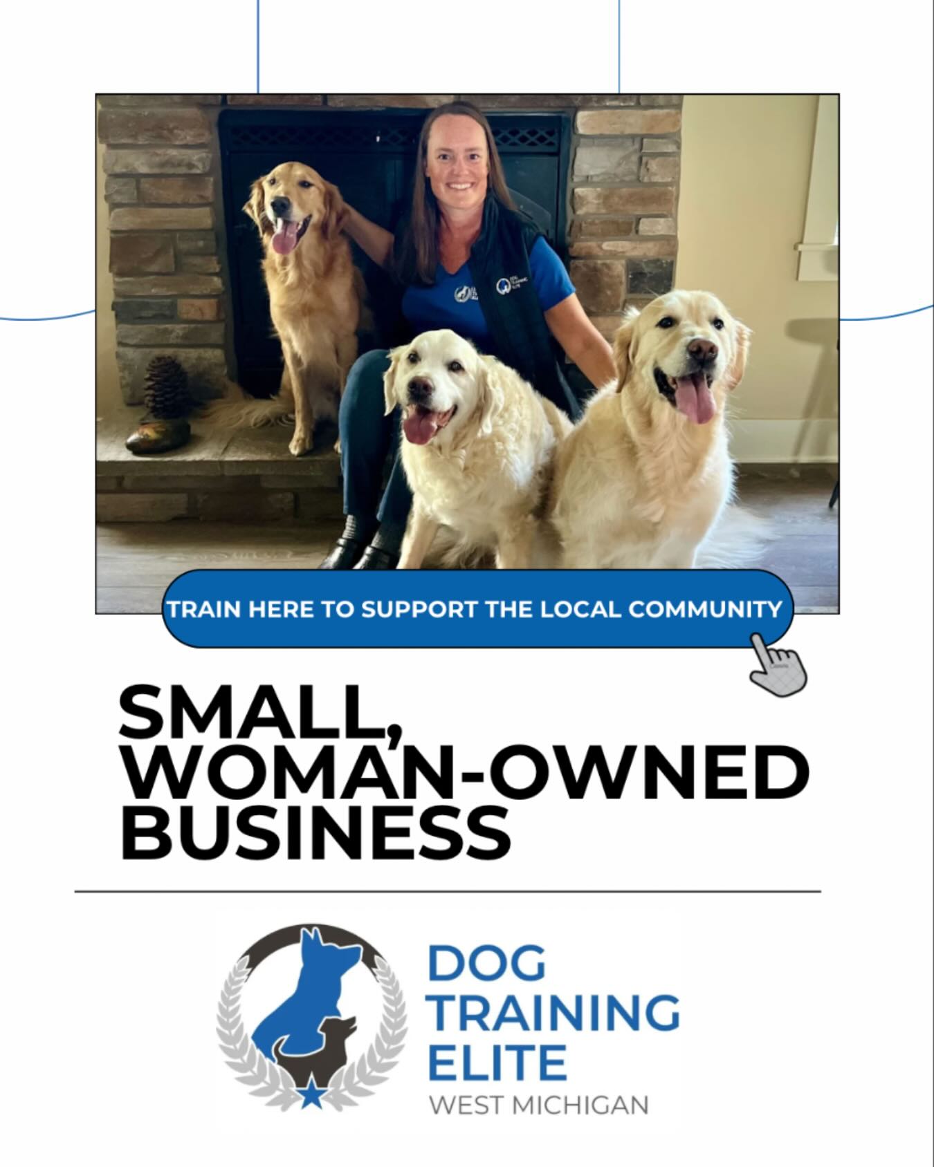 Join the Shop Small Campaign and make a big impact! 🛍️🐕✨
Support local businesses by choosing unique services that strengthen our community.

When you choose Carrie’s woman-owned Dog Training Elite West Michigan, you help a local business thrive while giving dogs and families the training they need — from manners and obedience to service dog tasks and therapy dog skills. 🐶✨

Shopping small means supporting local communities from Grand Rapids to Muskegon to Holland and surrounding areas, one dog and family at a time. 💙🐾🤍

Check out the magazine article about us
👉 https://voyagemichigan.com/interview/exploring-life-business-with-carrie-mcintyre-of-dog-training-elite-west-michigan

